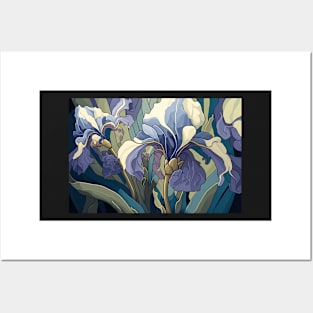 Floral Garden Botanical Print with Iris Posters and Art